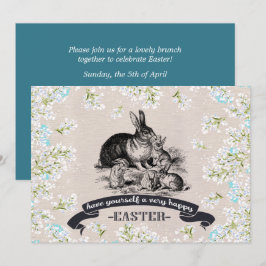 Invitación Vintage Bunnies Personalizado Brunch de Pascua