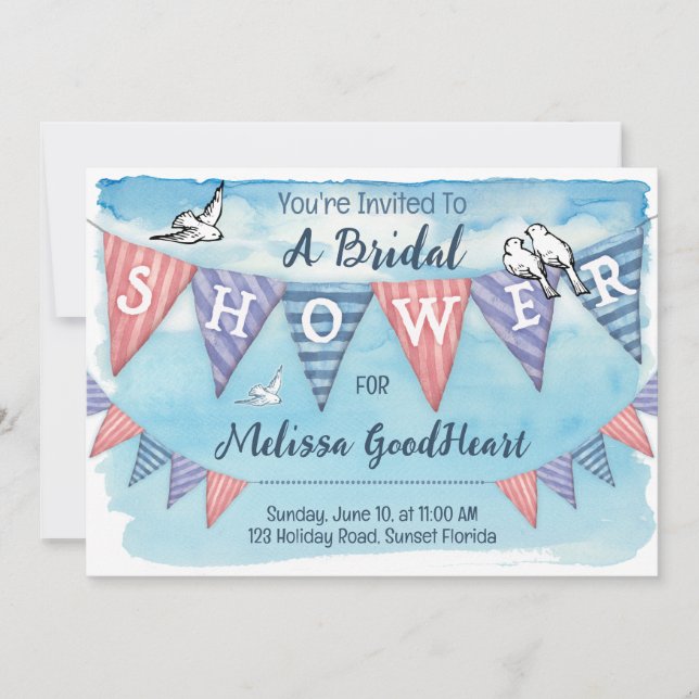 Invitación Vintage Bunting Bridal Shower (Anverso)