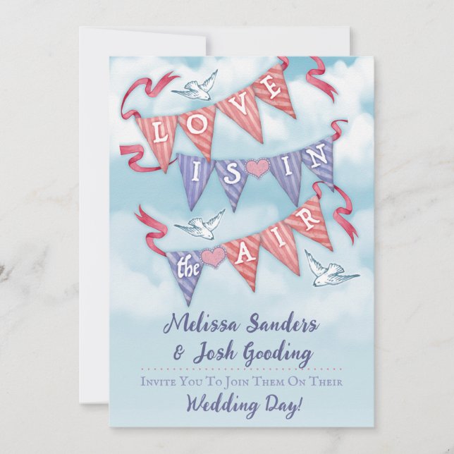 Invitación Vintage Bunting Wedding Invitations  (Anverso)