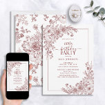 Invitación Vintage Burgundy Floral Line Art. 60 cumpleaños<br><div class="desc">Celebra un hito en estilo con nuestra Vieja Invitación de cumpleaños de la Línea Floral Borgoña. Desde su caligrafía con letras a mano hasta los vintage arreglos de la esquina de arte en elegante burdeos, esta invitación marca el tono para su día especial. Con el patrón floral correspondiente en la...</div>