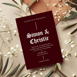 Invitación Vintage Burgundy Retro Minimalist Wedding