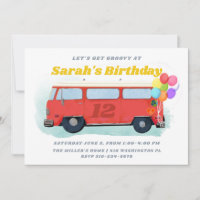 Vintage Bus Retro 70 Groovy Birthday Party