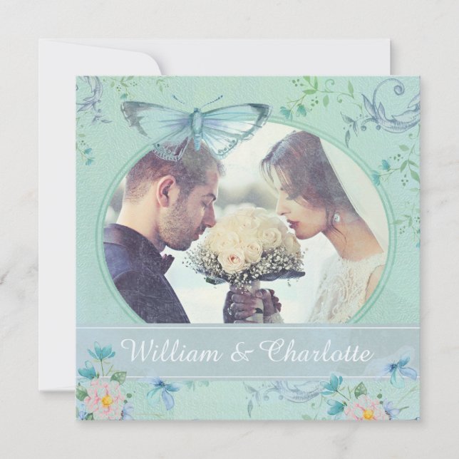 Invitación Vintage Butterfly Invitation Custom Photo (Anverso)