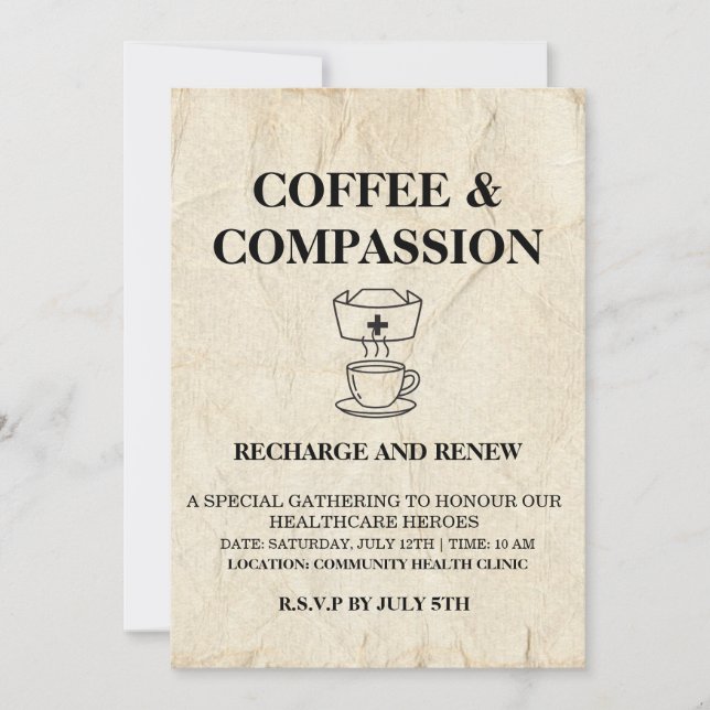 Invitación Vintage | café y compasión (Anverso)