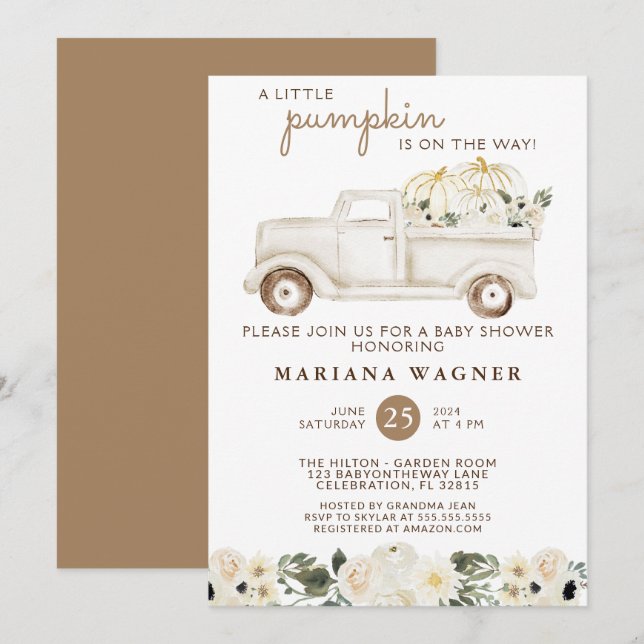 Invitación Vintage Caída Sexo Neutral Baby Shower (Anverso / Reverso)
