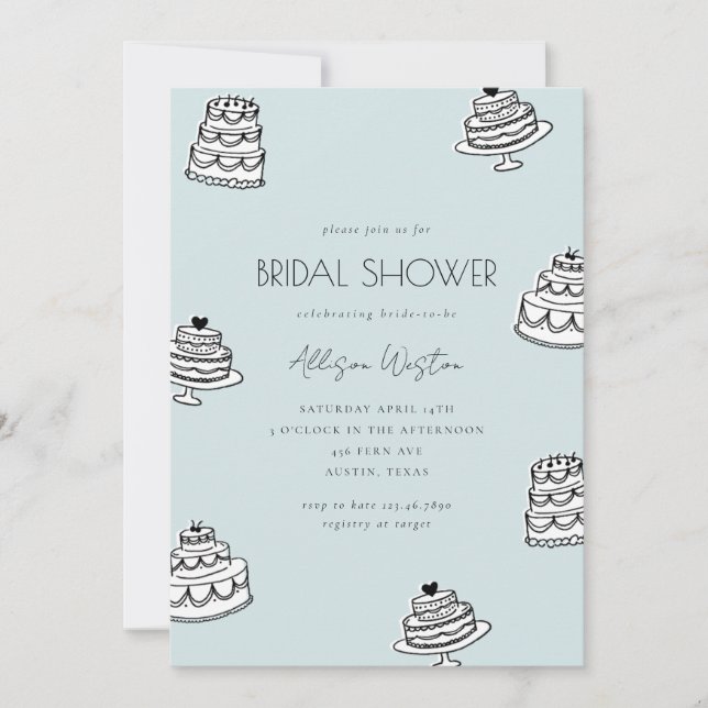 Invitación Vintage Cake Bridal Shower Invitation (Anverso)