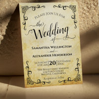 Vintage Calligraphy Faux Parchment Elegant Wedding