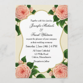 Invitación Vintage Camellia Botanical