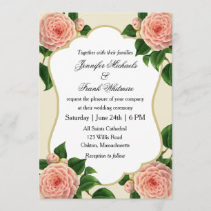 Invitación Vintage Camellia Botanical