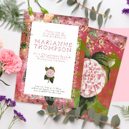 Invitación Vintage Camellia Floral 65 cumpleaños Brunch