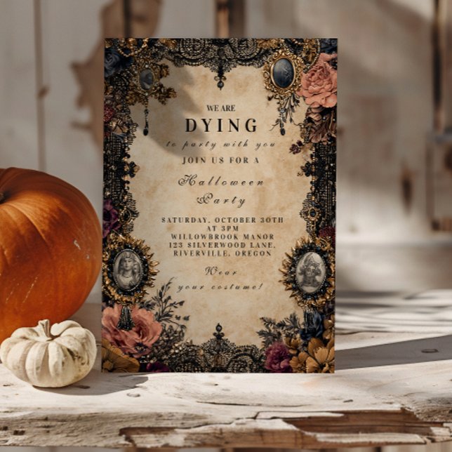 Invitación Vintage Cameo Gothic Halloween (Subido por el creador)