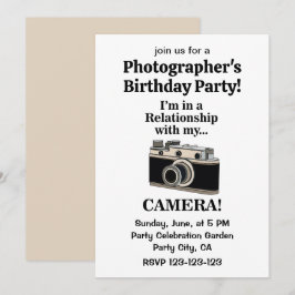 Invitación Vintage Camera Funny Photographer Birthday Party