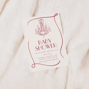 Invitación Vintage Caprichosa Rosa para Baby Showe