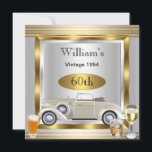 Invitación Vintage Car Mens 60th Birthday Party Gold Silver<br><div class="desc">60 cumpleaños Gold Silver Vintage 1954,  Art deco y vintage car,  beber Beer Wine Glass y scotch glass. Hombres elegantes. Mens Elegant Classy Todo Ocasión Fiesta cumpleaños invita a la Plantilla 18,  21,  25,  30,  35,  40,  45,  50,  60,  70,  80. Crédito de algunas imágenes proporcionadas por Simply Sumara</div>
