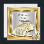 Invitación Vintage Car Mens 60th Birthday Party Gold Silver 3<br><div class="desc">60 cumpleaños Gold Silver Vintage 1954,  Art deco y vintage car,  beber Beer Wine Glass y scotch glass. Hombres elegantes. Mens Elegant Classy Todo Ocasión Fiesta cumpleaños invita a la Plantilla 18,  21,  25,  30,  35,  40,  45,  50,  60,  70,  80. Crédito de algunas imágenes proporcionadas por Simply Sumara</div>