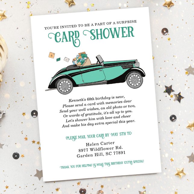 Invitación Vintage Car Surprise Shower por correo Cumpleaños (Subido por el creador)