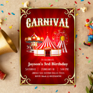 Invitación Vintage Carnival Birday