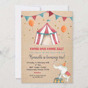 Invitación Vintage Carnival Circus Kid
