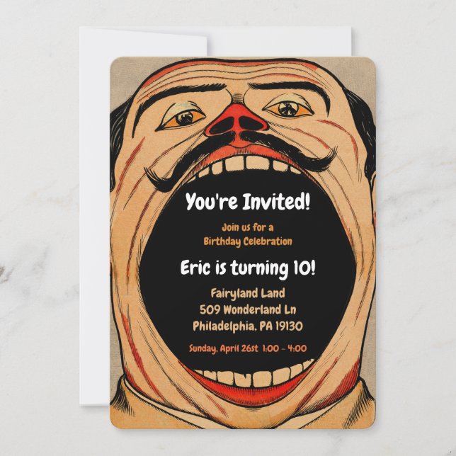 Invitación Vintage Carnival Style Birday Party (Anverso)