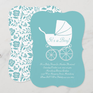 Invitación Vintage Carrie Baby Shower Cute Blue Boy