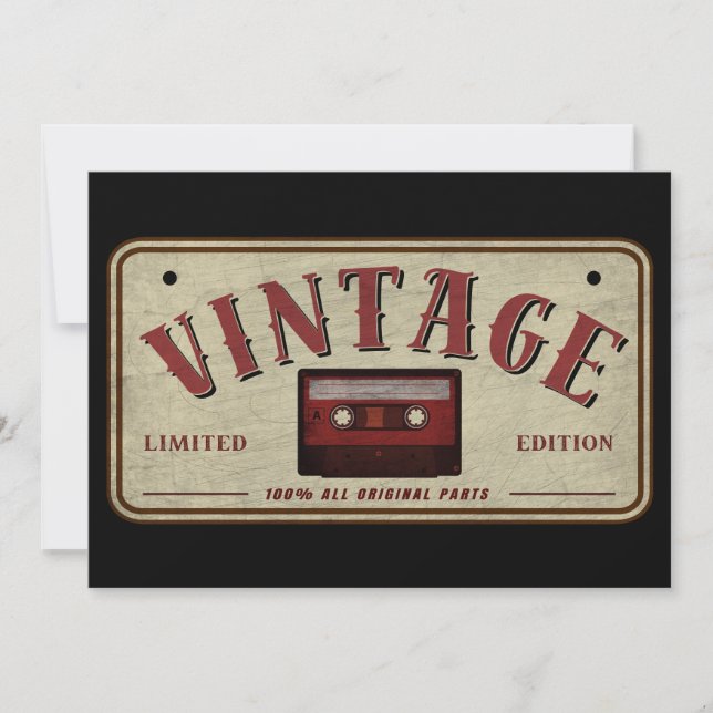 Invitación Vintage Cassette Tape Limited Edition Music Lover (Anverso)