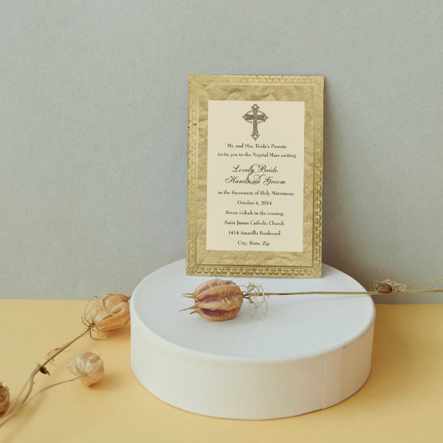 Invitación Vintage Catholic Cross Wedding Invitation (Subido por el creador)