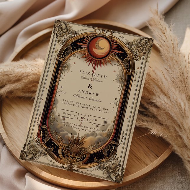 Invitación Vintage Celestial Art Nouveau Wedding (Subido por el creador)