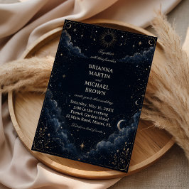 Invitación Vintage Celestial Medianoche