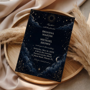 Invitación Vintage Celestial Medianoche