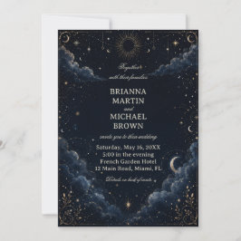 Invitación Vintage Celestial Medianoche