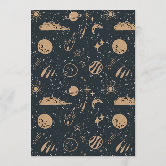 Invitación Vintage Celestial Space Pattern (Anverso)