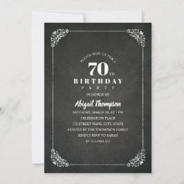 Invitación Vintage Chalkboard Adulto 70 cumpleaños