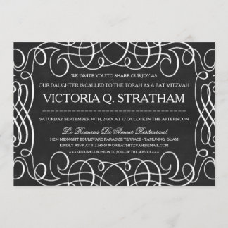 Invitación Vintage Chalkboard Bat Mitzvah invita