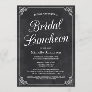 Invitación Vintage Chalkboard Bridal Shower Luncheon