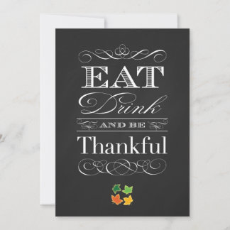 Invitación Vintage Chalkboard Classic Thankding Dinner