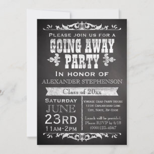 Invitación Vintage Chalkboard fuera/Partido de Graduación