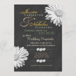 Invitación Vintage Chalkboard Gerbera Boda Floral invita