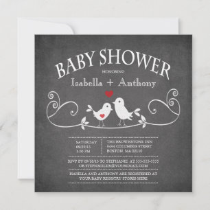 Invitación Vintage Chalkboard Love Birds Baby Shower