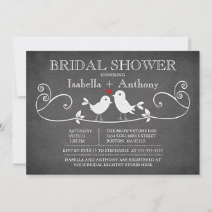 Invitación Vintage Chalkboard Love Birds Bridal Shower