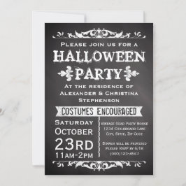 Invitación Vintage Chalkboard Rótulo Halloween