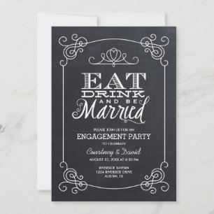 Invitación Vintage Chalkboard Typography Engagement Party