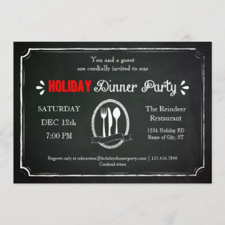 Invitación Vintage Chalkboark fiesta de cena