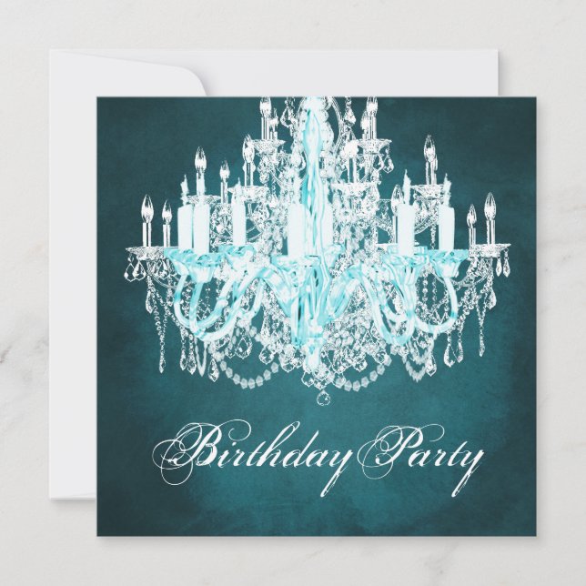 Invitación Vintage Chandelier Birthday Party (Anverso)