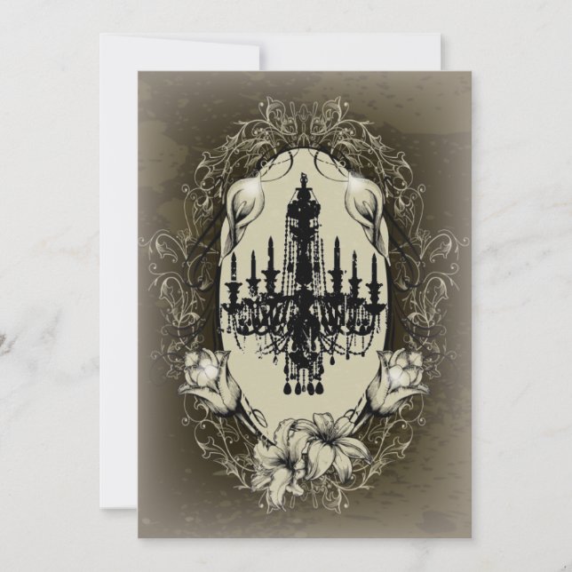 Invitación Vintage Chandelier Lily vintage Bridal Shower (Anverso)