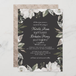 Invitación Vintage Cherish White Floral y Rosa Boda de borde