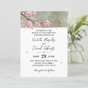 Invitación Vintage Cherry Blossom Elegante Boda Floral