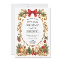 Vintage Chic Frame with Red Bow Christmas Party