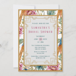 Invitación Vintage Chinoiserie Primavera Floral Brillante Duc