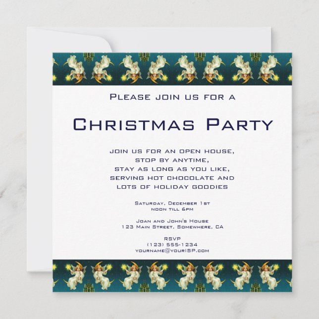 Invitación Vintage Christmas, Angel Shining Star Pattern (Anverso)