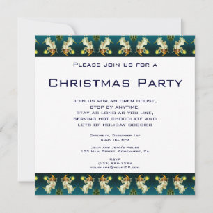 Invitación Vintage Christmas, Angel Shining Star Pattern
